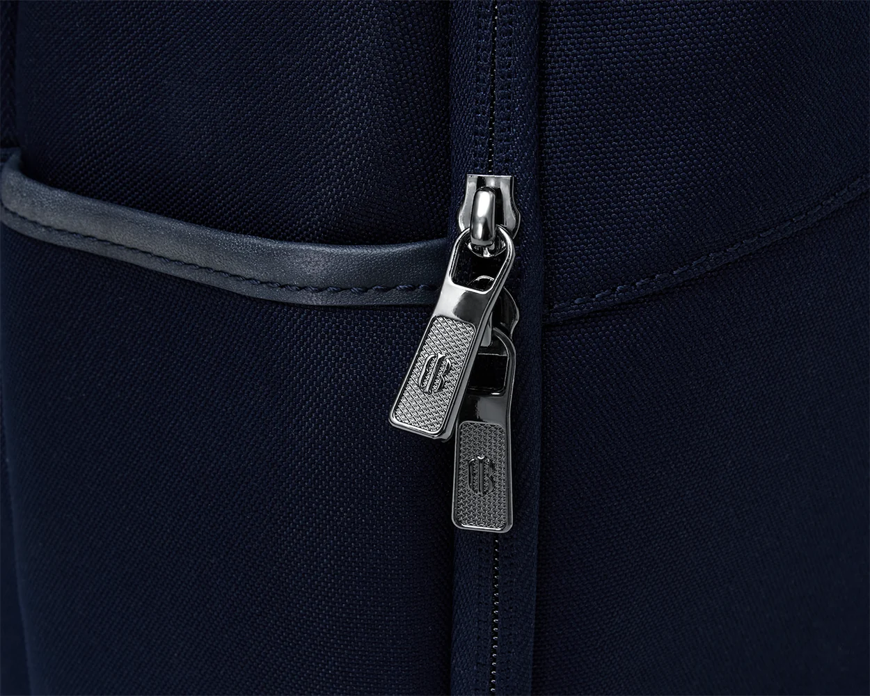 The Broughton Backpack: Navy Ballistic - White Embroidery - Image 6